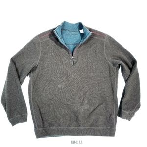 Tommy Bahama Men's Size M Medium Brown 1/4 Zip Pullover Cotton Sweater :LL